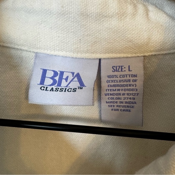 BFA Classics White Cottagecore Embroidered Denim Lightwt Button Up Jacket SZ L - Picture 3 of 6